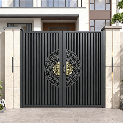 铝合金庭院大门户外铁艺别墅双开门电动乡村不锈钢农村自建房小区