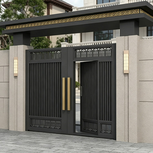 铝合金别墅双开大门农村自建房入户门小区花园电动门人脸遥控门