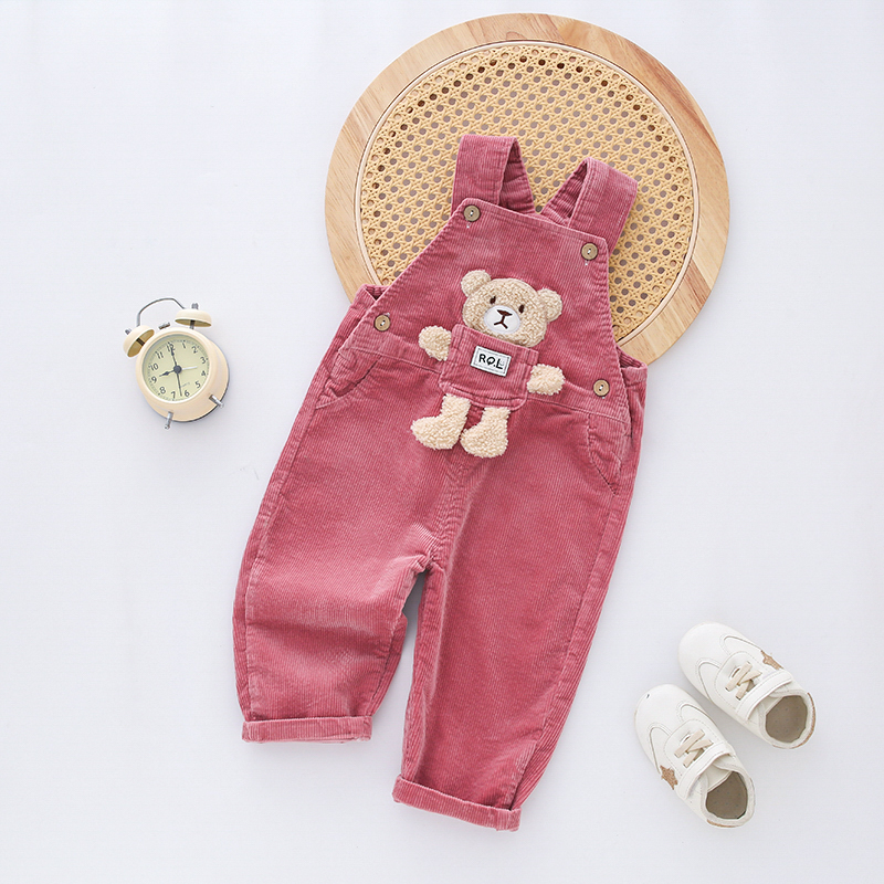 女宝宝春装背带裤灯芯绒裤子