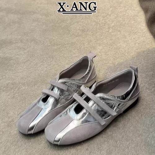 羊皮版魔术贴玛丽珍鞋软底德训鞋子女鞋2026春季新款浅口平底单鞋