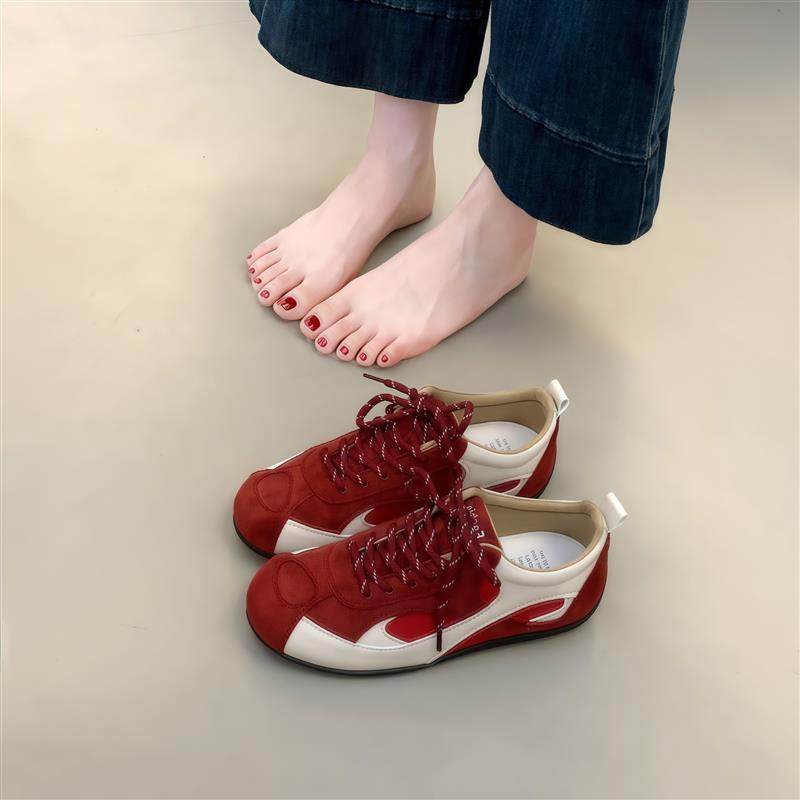 复古撞色拼接平底德训鞋女2026年新款百搭舒适轻便休闲运动阿甘鞋,女鞋,时尚休闲鞋,淘宝优惠券,粉丝福利购,淘宝优惠卷