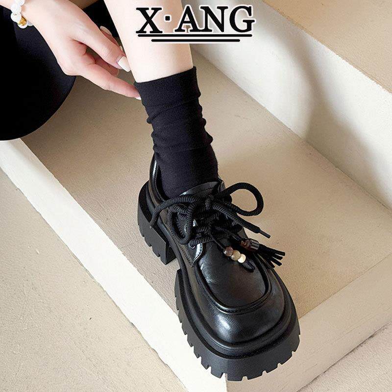 真皮英伦风大头小皮鞋厚底增高小个子女鞋粗跟玛丽珍鞋乐福鞋单鞋