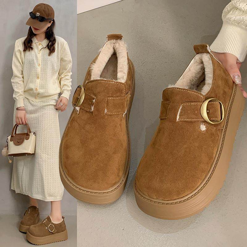 厚底雪地靴女款2026新款秋冬加绒勃肯鞋女鞋一脚蹬乐福鞋保暖棉鞋,女鞋,时尚雪地靴,淘宝优惠券,粉丝福利购,淘宝优惠卷