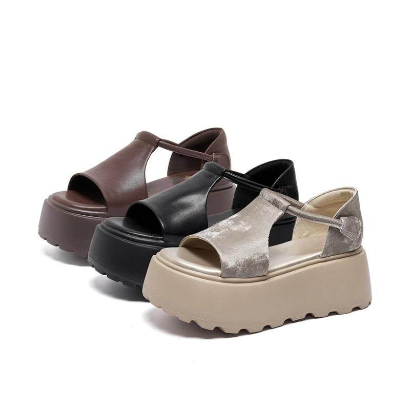 法式简约露趾凉鞋女外穿2026夏季新款厚底增高松糕舒适罗马沙滩鞋,女鞋,罗马凉鞋,淘宝优惠券,粉丝福利购,淘宝优惠卷