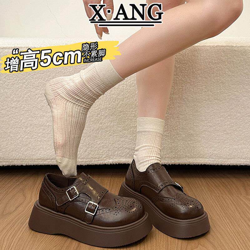 头层牛皮女鞋2026春季新款鞋子女厚底增高小皮鞋配裙子乐福鞋单鞋