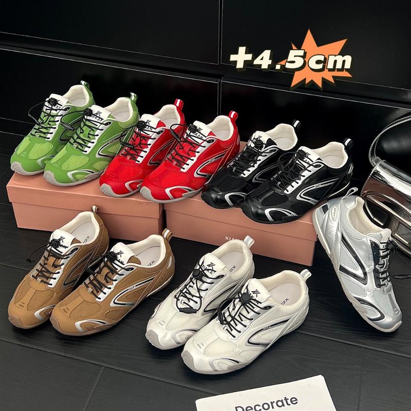 澜柜 内增高4.5cm复古赛车鞋女2025年新款休闲运动鞋透气阿甘鞋