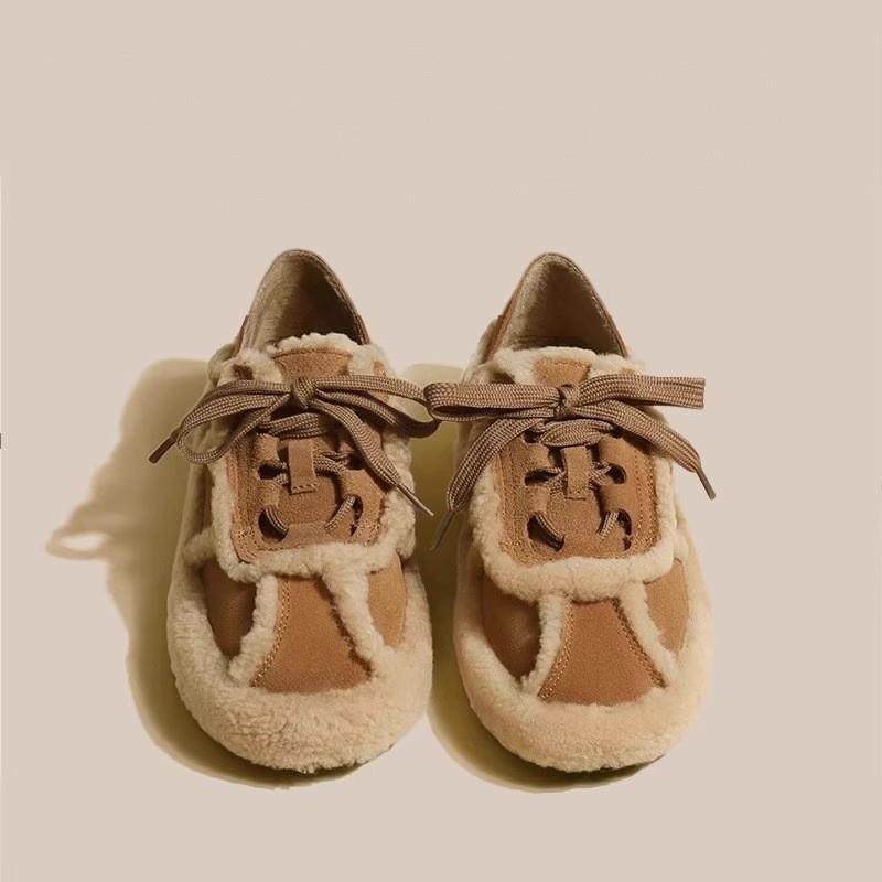 加绒雪地棉毛毛鞋女2026新款秋冬季系带休闲鞋百搭羊羔毛豆豆鞋,女鞋,棉鞋,淘宝优惠券,粉丝福利购,淘宝优惠卷