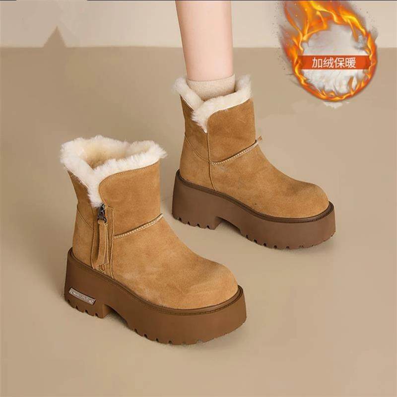 东北雪地靴女2026新款冬季加绒加厚增高显瘦厚底保暖毛毛马丁靴子,女鞋,时尚雪地靴,淘宝优惠券,粉丝福利购,淘宝优惠卷