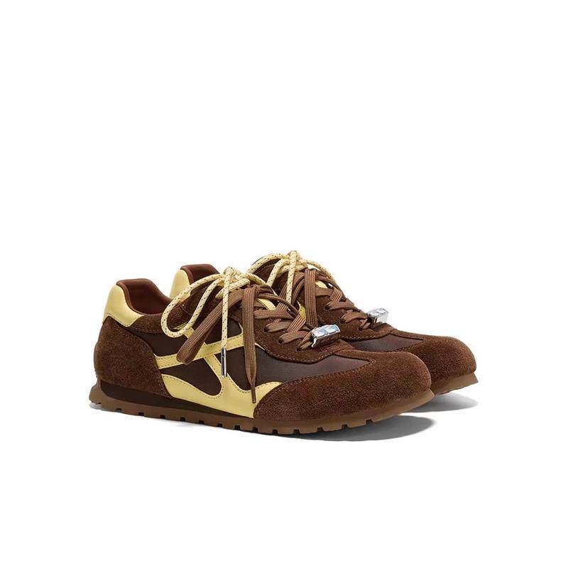 复古撞色拼接平底芭蕾德训鞋女2026年新款时尚百搭舒适透气休闲鞋,女鞋,时尚休闲鞋,淘宝优惠券,粉丝福利购,淘宝优惠卷