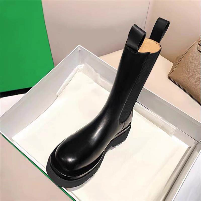 mona同款时尚马丁靴女厚底切尔西靴显瘦增高英伦风中筒弹力烟筒靴