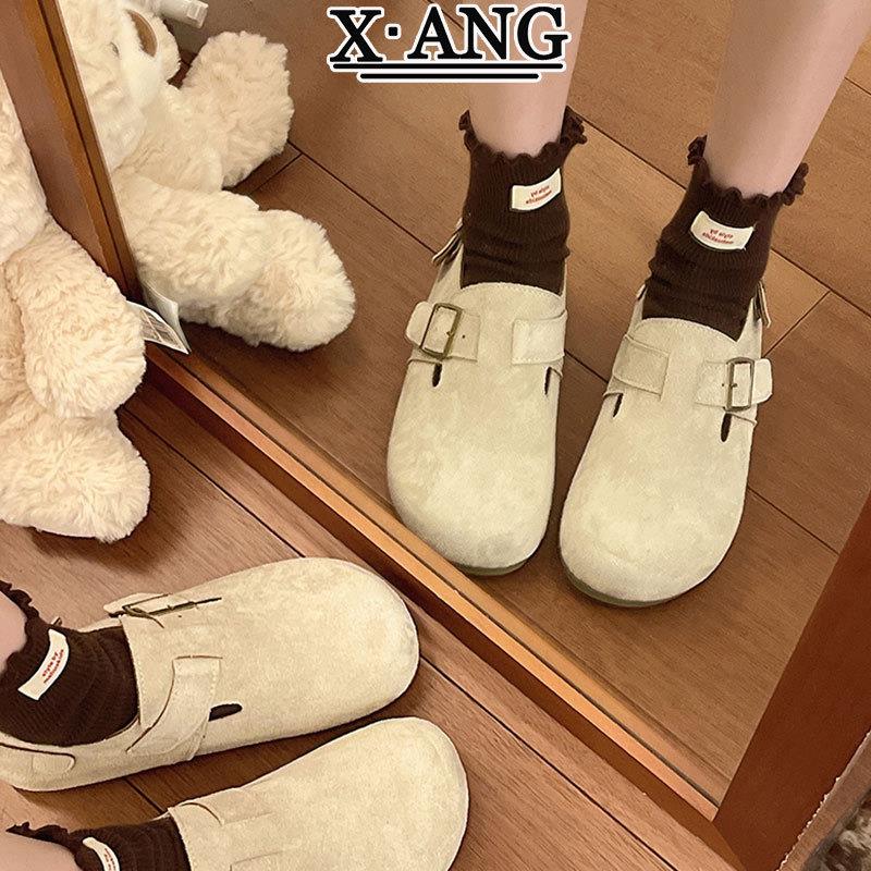 真皮全包勃肯鞋超软底不累脚鞋子女2026新款春季一脚蹬单鞋豆豆鞋