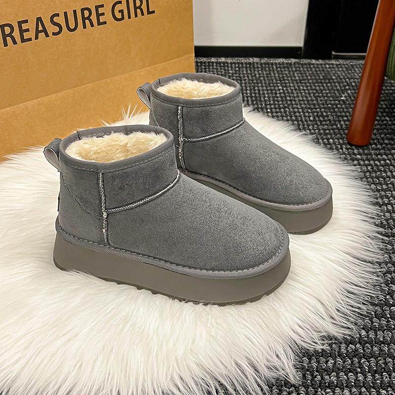 灰色厚底雪地靴女2026新款冬季鞋子加绒加厚防水松糕内增高雪地鞋,女鞋,时尚雪地靴,淘宝优惠券,粉丝福利购,淘宝优惠卷