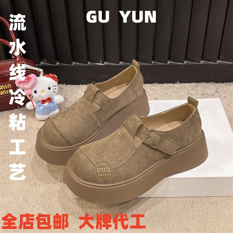 谷韵丨厚底勃肯鞋女2025春季新款爆款厚底一脚蹬小个子休闲单鞋