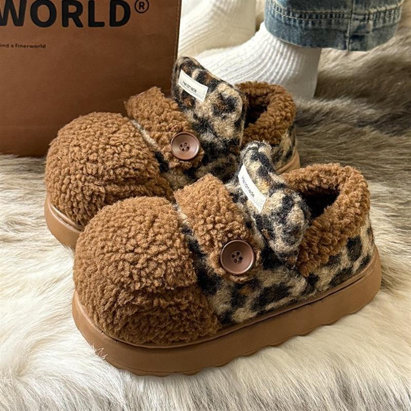 可爱圆头面包棉鞋女外穿2025秋冬新款加绒保暖雪地靴厚底东北棉鞋