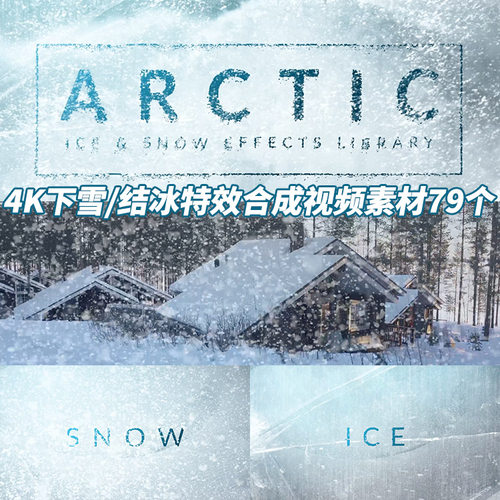 AE/PR/FCPX视频素材：4K下雪结冰特效合成视频素材79个