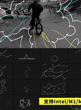 FCPX插件Abstract Scribble Animations抽象涂鸦元素动画预设25个