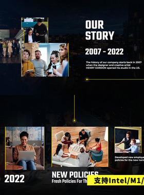 FCPX插件Modern Timeline Story公司历程介绍图文展示模板
