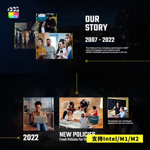 FCPX插件Modern Timeline Story公司历程介绍图文展示模板