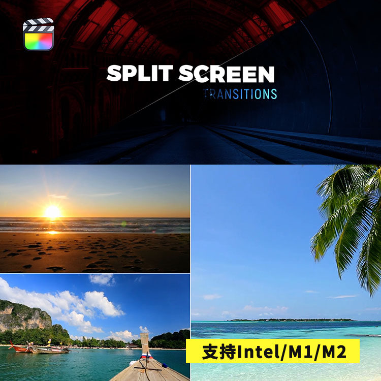 FCPX插件Split Screen Transitions视频分屏转场预设21个
