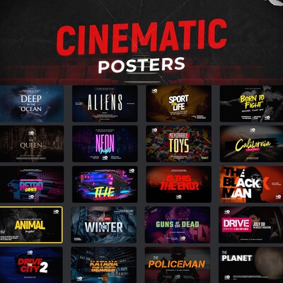 FCPX插件Cinematic Posters预告片海报文字标题排版动画预设31个