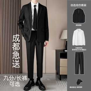潮流休闲西服百搭痞帅职业正装 男士 韩版 套装 外套DK黑色上衣 小西装