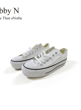 推荐~超百搭3cm厚底休闲帆布休闲鞋/白色35-44