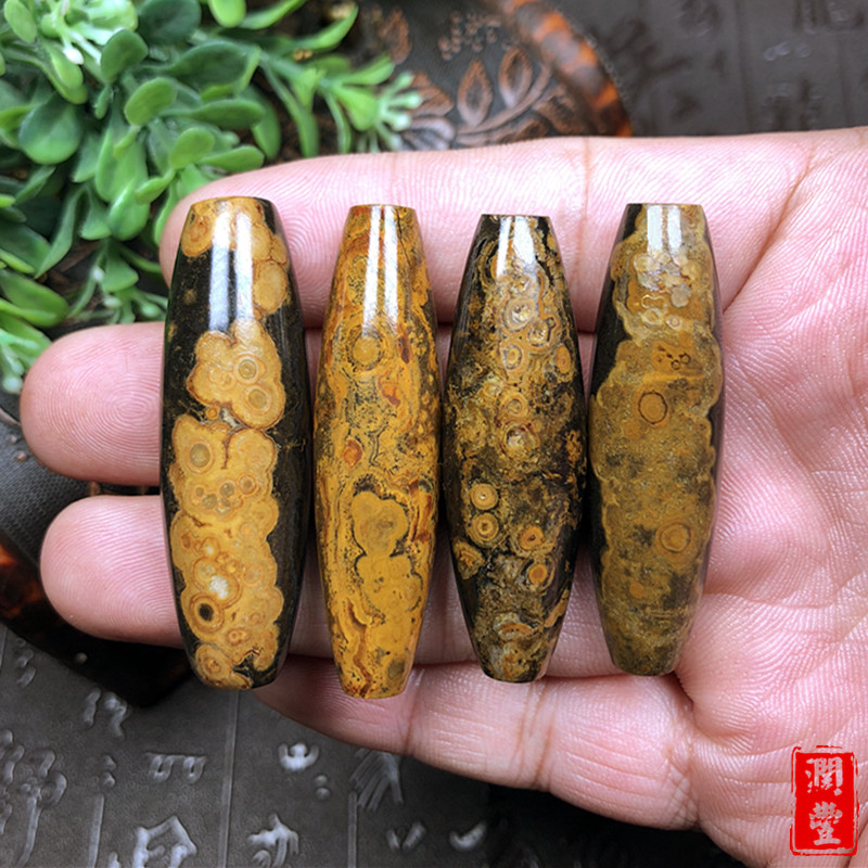 天然九眼石页岩天珠蒙天珠至纯保真天眼原石吊坠藏式密宗文玩收藏