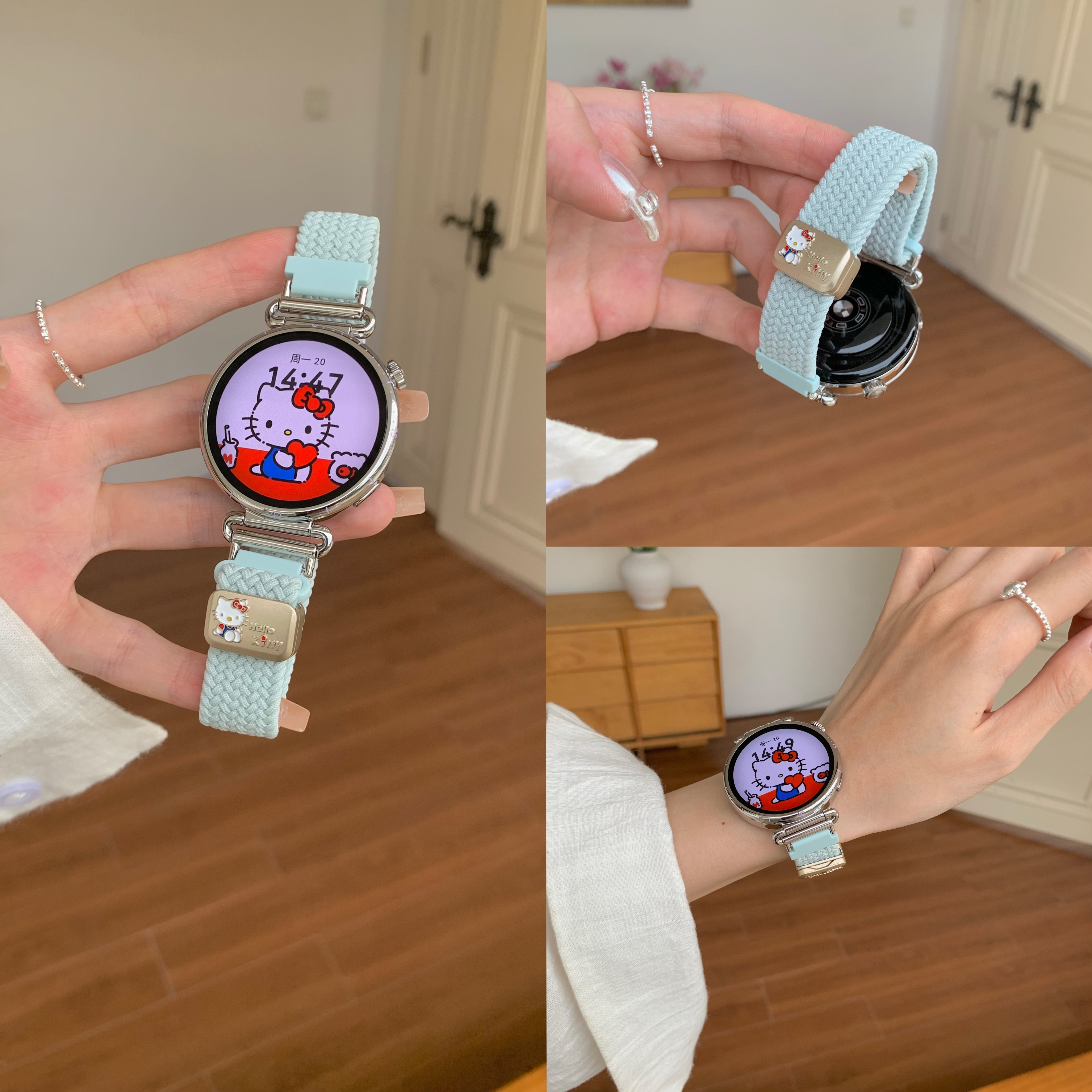 KT猫编织磁吸扣适用华为gt6手表41表带watchgt5新款小手腕女士gt4