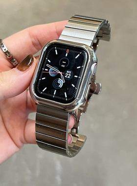 适用苹果华强北ultra3手表带s10不锈钢iwatch9一株实心精钢s8表带