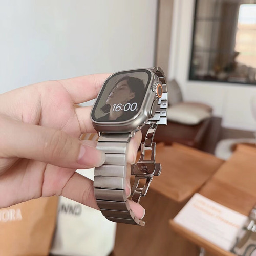 华强北手表带适用苹果ultra2不锈钢iwatch11一株实心精钢s987表带
