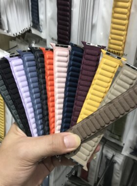 iwatch9手表带精织斜纹布艺磁吸适用苹果S9876se华强北Ultra2腕带
