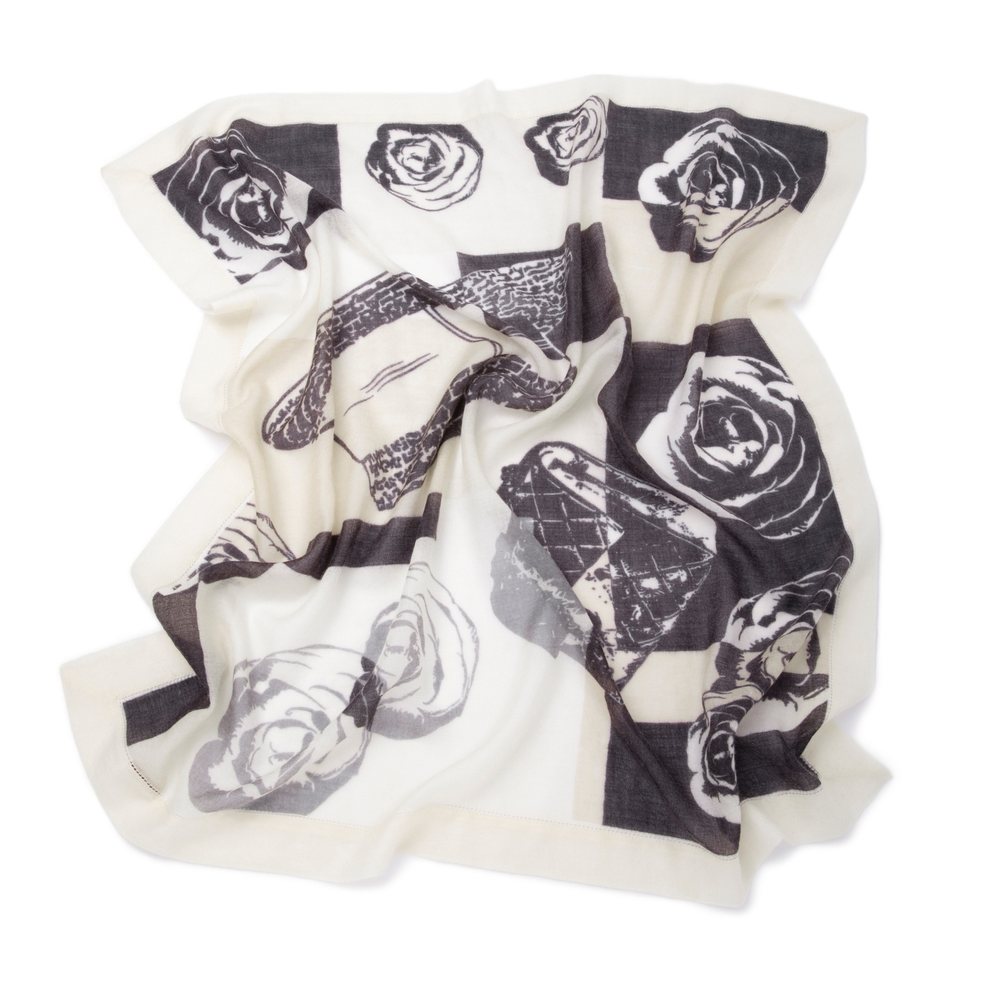 欧单春秋薄款玫瑰花水溶羊绒200支戒指绒数码印花方巾保暖女百搭