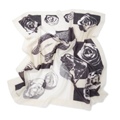 欧单春秋薄款 玫瑰花水溶羊绒200支戒指绒数码 印花方巾保暖女百搭