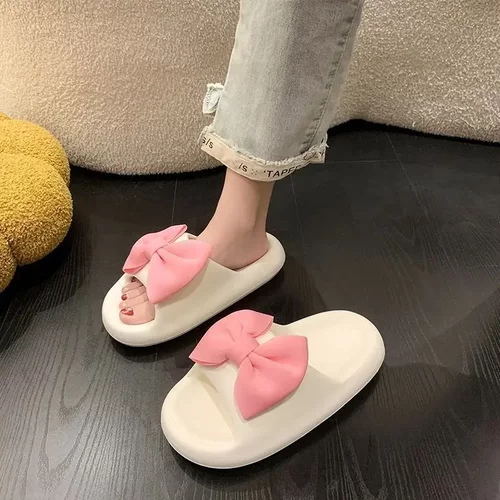 情侣拖鞋女夏季外穿网红超火时尚可爱蝴蝶结一字拖海边沙滩凉拖鞋