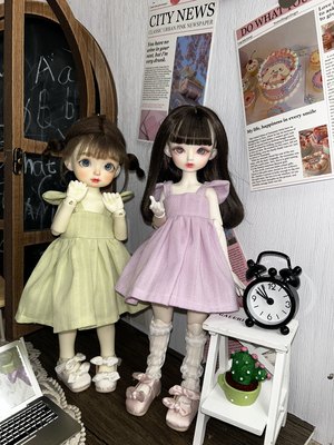 夏季新品bjd6分木耳吊带连衣裙纯色裙子30cm娃娃衣服公主换装配件