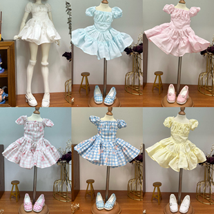 新品bjd四分娃衣清纯学院风褶皱连衣裙4/1娃娃衣服短裙可爱休闲