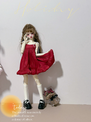 (红色闪闪裙)bjd4分吊带裙珠光裙现货清仓福利娃衣4/1套装包邮