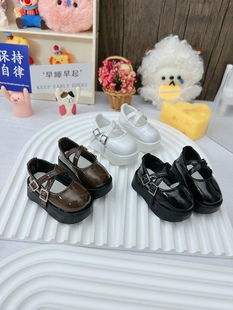 bjd四分高跟鞋厚底鞋亮皮鞋子交叉鞋时尚6.8*3.2 4/1娃娃鞋子配件