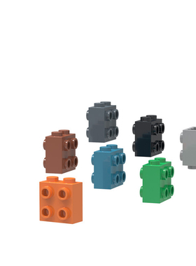 国产积木 80796 益智小颗粒1×2×2双面带凸点砖MOC拼插零配件