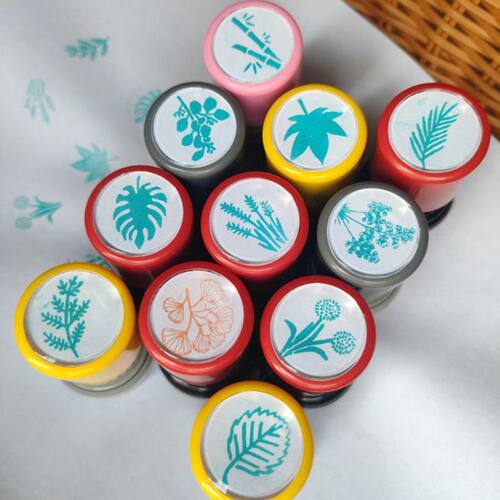 多种植物叶子印章幼儿园学生认识叶子手工手账教学装饰卡通印章