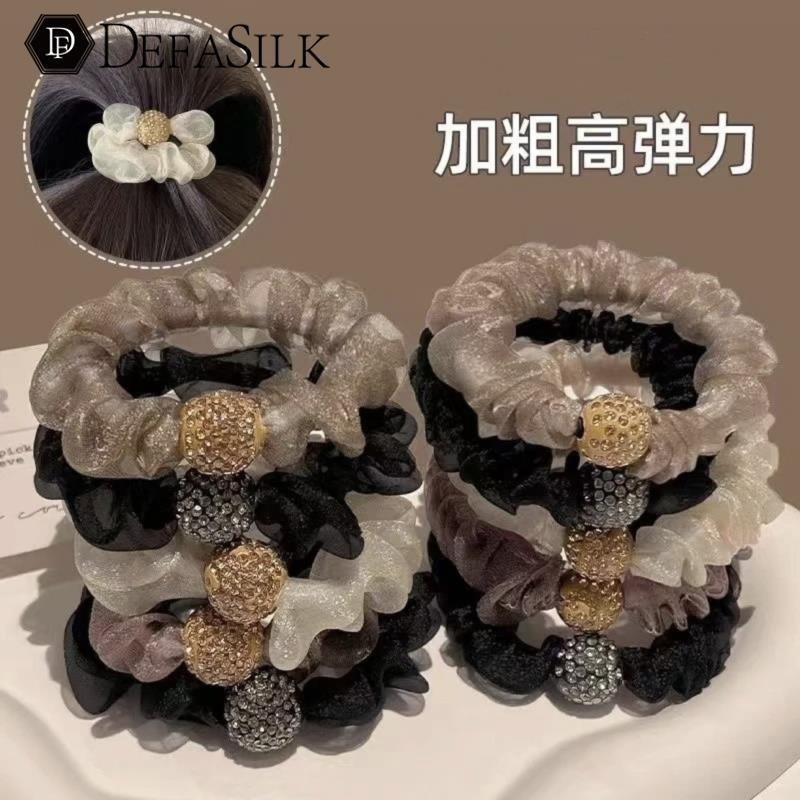 网纱小肠发圈橡皮筋女扎头发绳高弹力耐用发绳简约气质头绳头饰图片