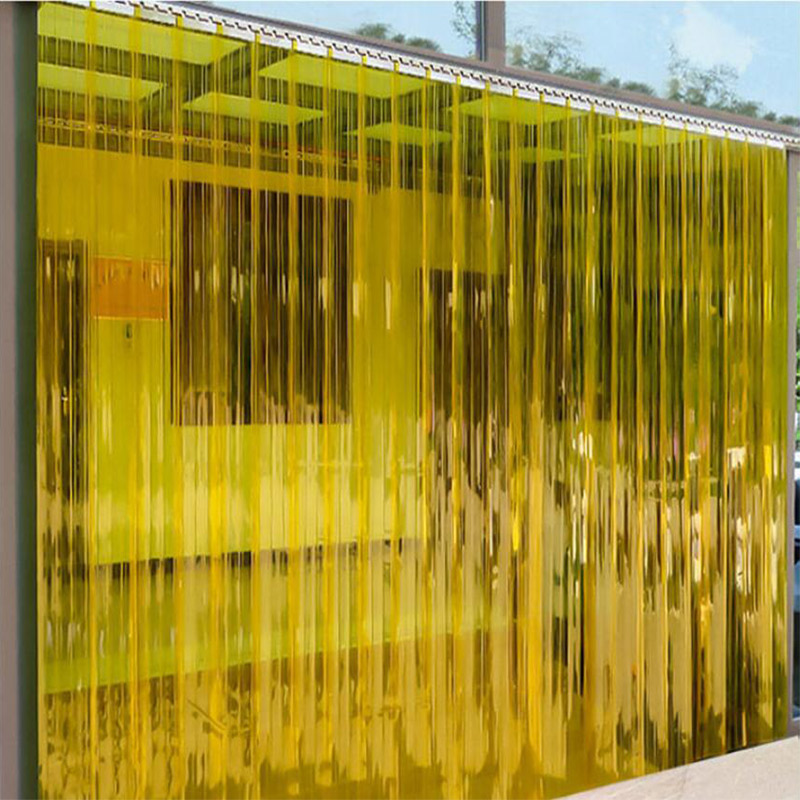 橘黄色隔热防尘软门帘透明pvc