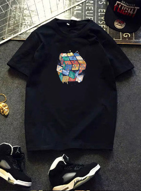 Luxurious余文乐同款潮牌港风夏季男短袖t恤宽松潮流圆领体恤上衣