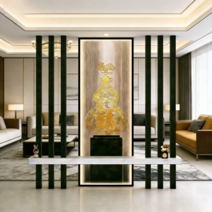 新中式入户玄关隔断别墅大客厅屏风自建房遮挡装饰轻奢高级感屏风