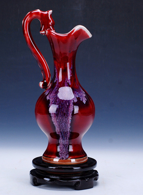 景德镇陶瓷器仿古钧窑郎红花釉