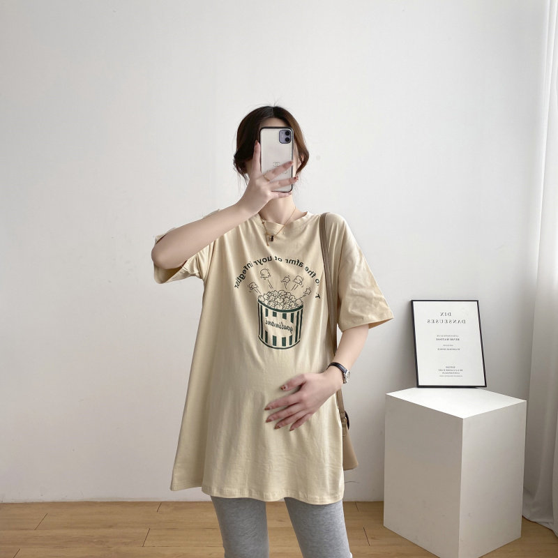 SUMMER DRESS: NEW KOREAN MATERNITY WEAR COTTON CARTOON T-SHIRT WOMENS FOREIGN SUIT PREGNANCY TOP TIDE MOM BASE SHIRT