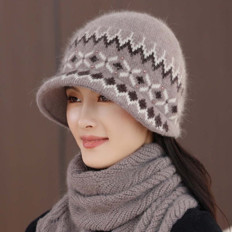 韩版洋气兔毛帽中老年人妈妈