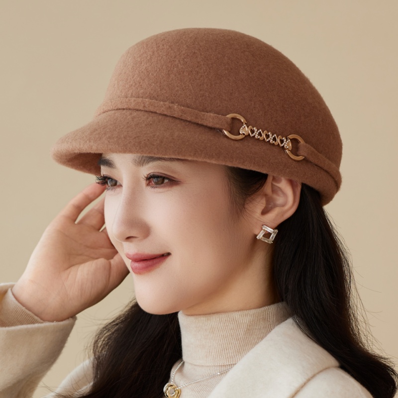 日系复古羊毛呢马术帽女秋冬加厚保暖鸭舌贝雷帽优雅时尚百搭礼帽