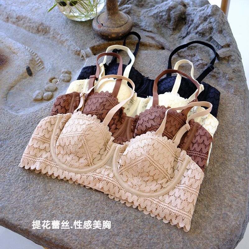 suregirl复古性感半杯无肩带超薄小胸显平大胸降杯软钢圈文胸防滑