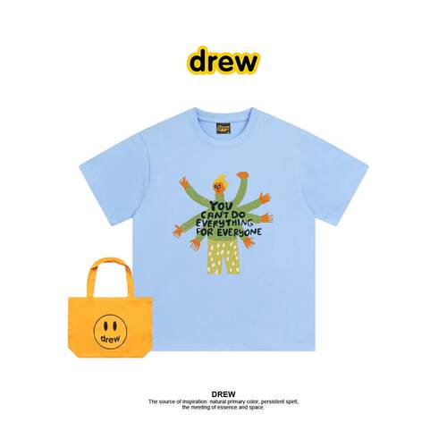 Drew宋佳明星同款高级感设计插画休闲纯棉短袖T恤情侣衣服打底衫